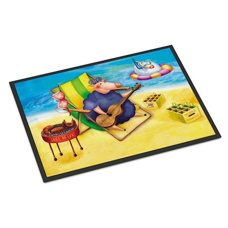 Carolines Treasures Pig Sunbathing on the Beach Indoor or Outdoor Mat, 24 x 36 in. APH0079JMAT